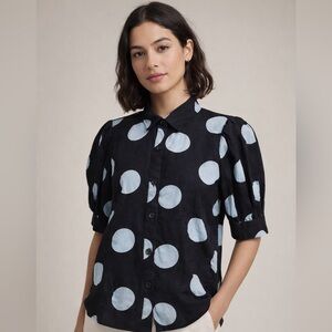 Who What Wear linen/rayon puff sleeve shirt size medium